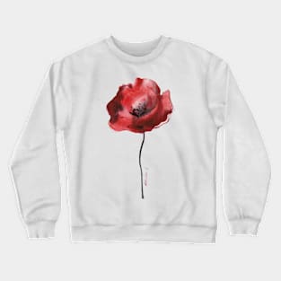 Red Poppy Watercolor Crewneck Sweatshirt